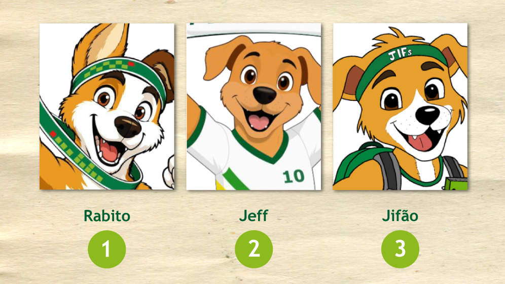 Rabito, Jeff ou Jifão? Está aberta a votação para a escolha do novo mascote do JIF